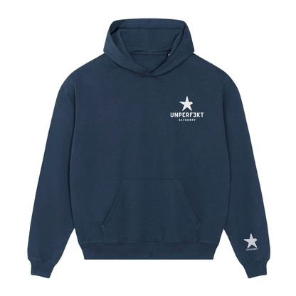 Premium Hoodie 100% Organic Unisex »Unperfekt mit Stern« 2-fach hochwertig bestickt