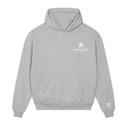 Premium Hoodie 100% Organic Unisex »Unperfekt mit Stern« 2-fach hochwertig bestickt