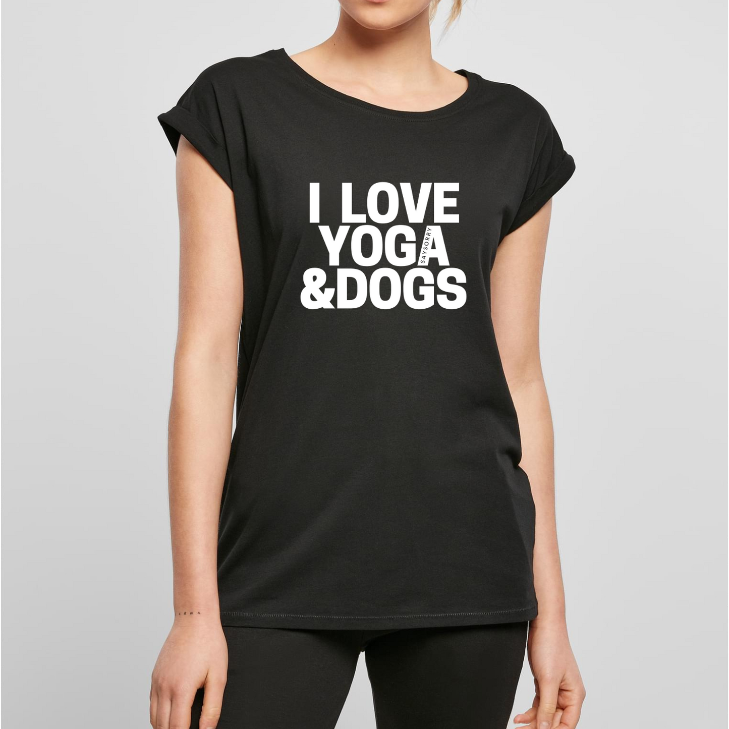 Organic Alle-Größen-Shirt »I Love Yoga And Dogs«