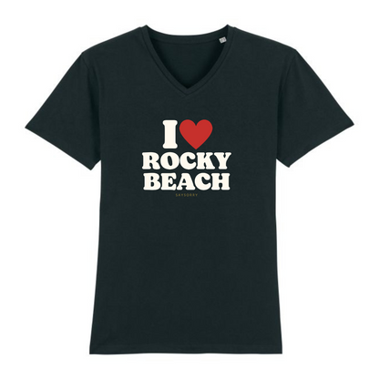 V-Neck organic Herren Shirt »I Love Rocky Beach« ???