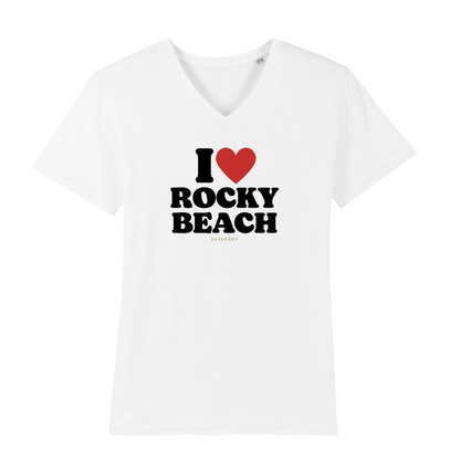V-Neck organic Herren Shirt »I Love Rocky Beach« ???