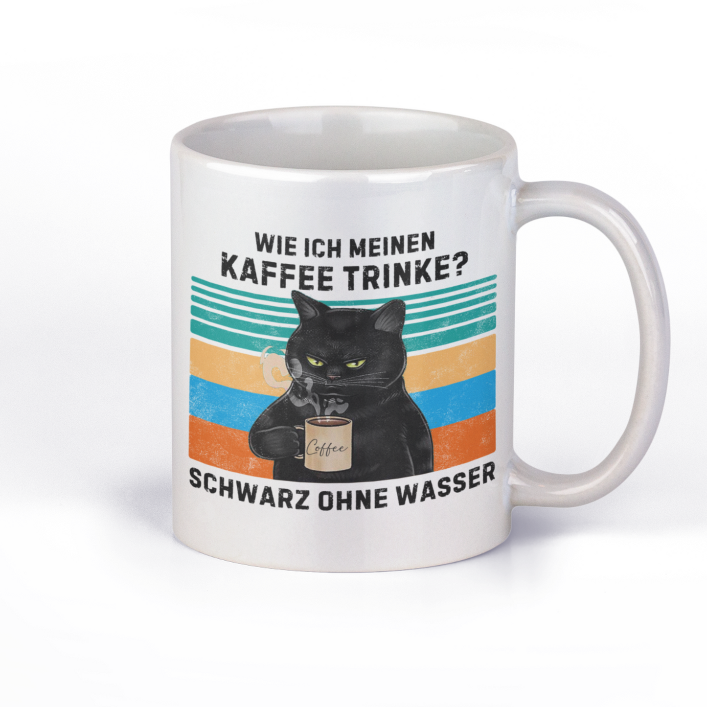 Original SAYSORRY Black Cat Tasse »Wie ich meinen Kaffee trinke? Schwarz ohne wasser«