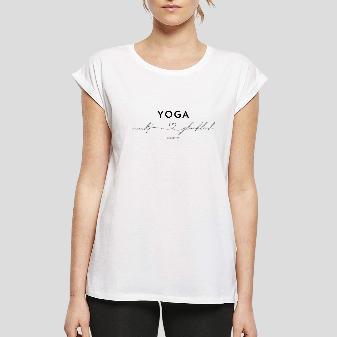 Organic Alle-Größen-Shirt weiss »Yoga macht glücklich«