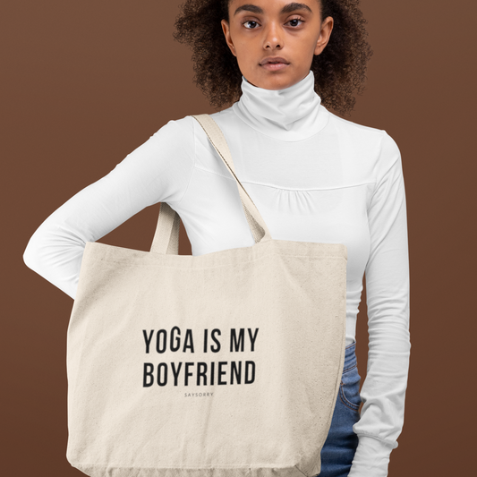 Organic Cotton Tote Bag »Yoga is my Boyfriend«