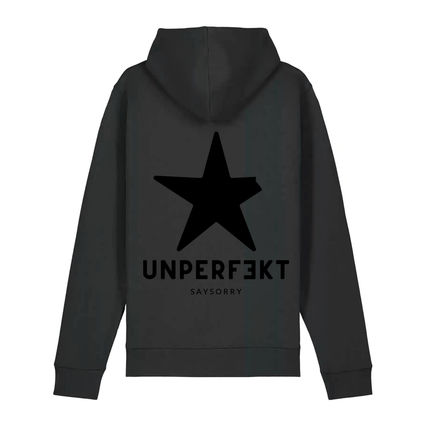 Black Edition organic Männer Hoodie »unperfekt mit Stern vorne bestickt & hinten bedruckt«