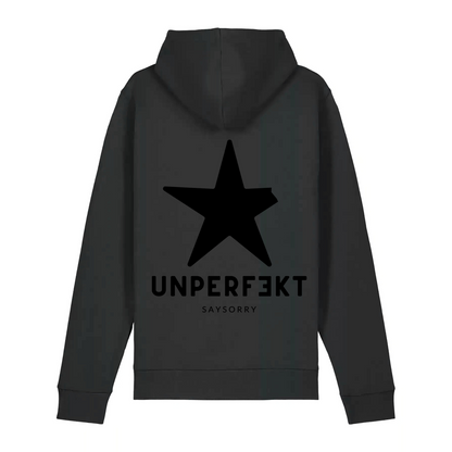 Black Edition: Organic unisex Hoodie »unperfekt mit Stern vorne bestickt & hinten bedruckt«