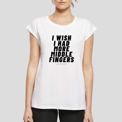 Organic Alle-Größen-Shirt weiss »I wish I had more Middle Fingers«