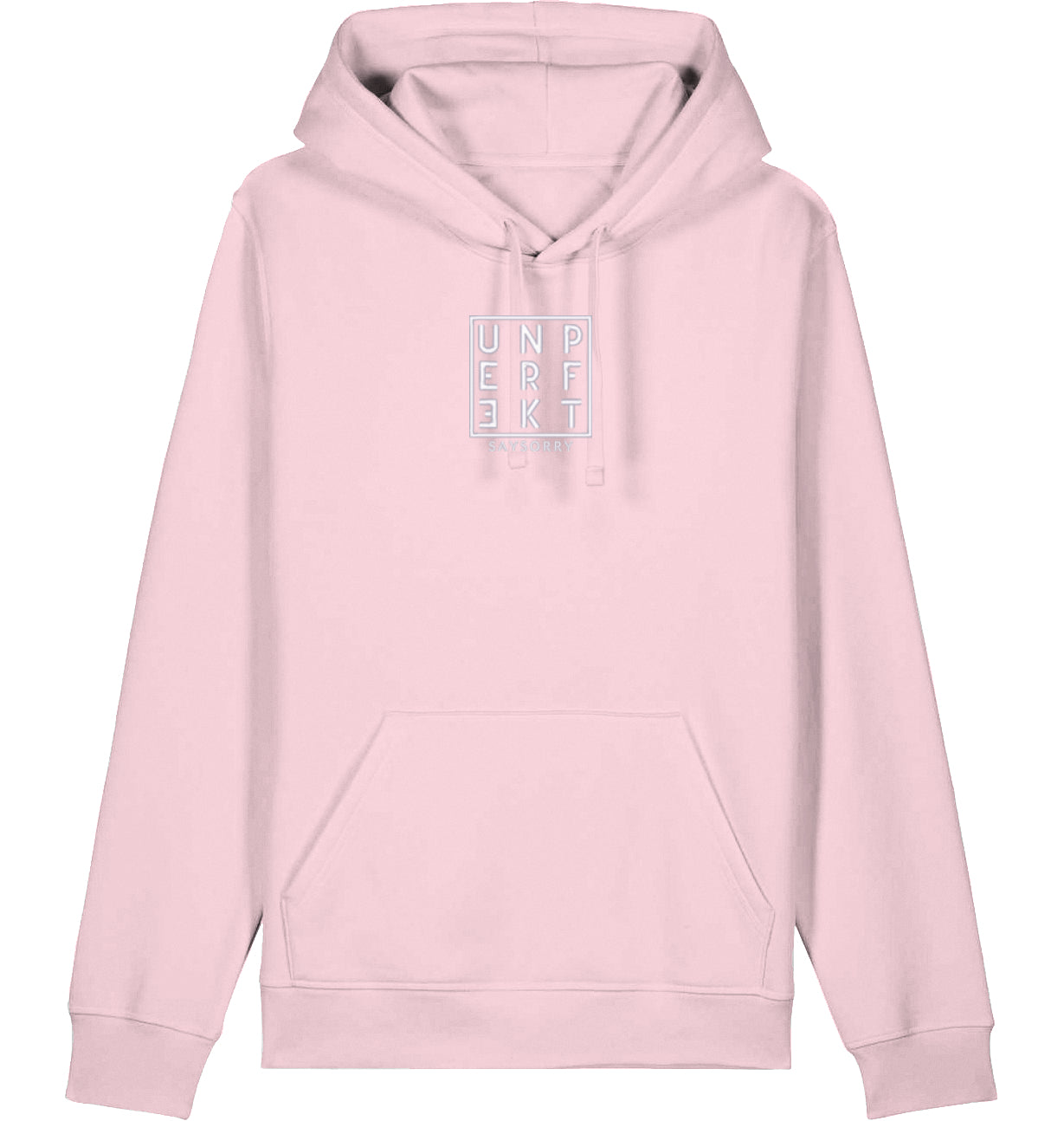 100% Organic unisex Hoodie in vielen Farben »Sollte, hätte, könnte, würde, machen« vorne bestickt & hinten bedruckt