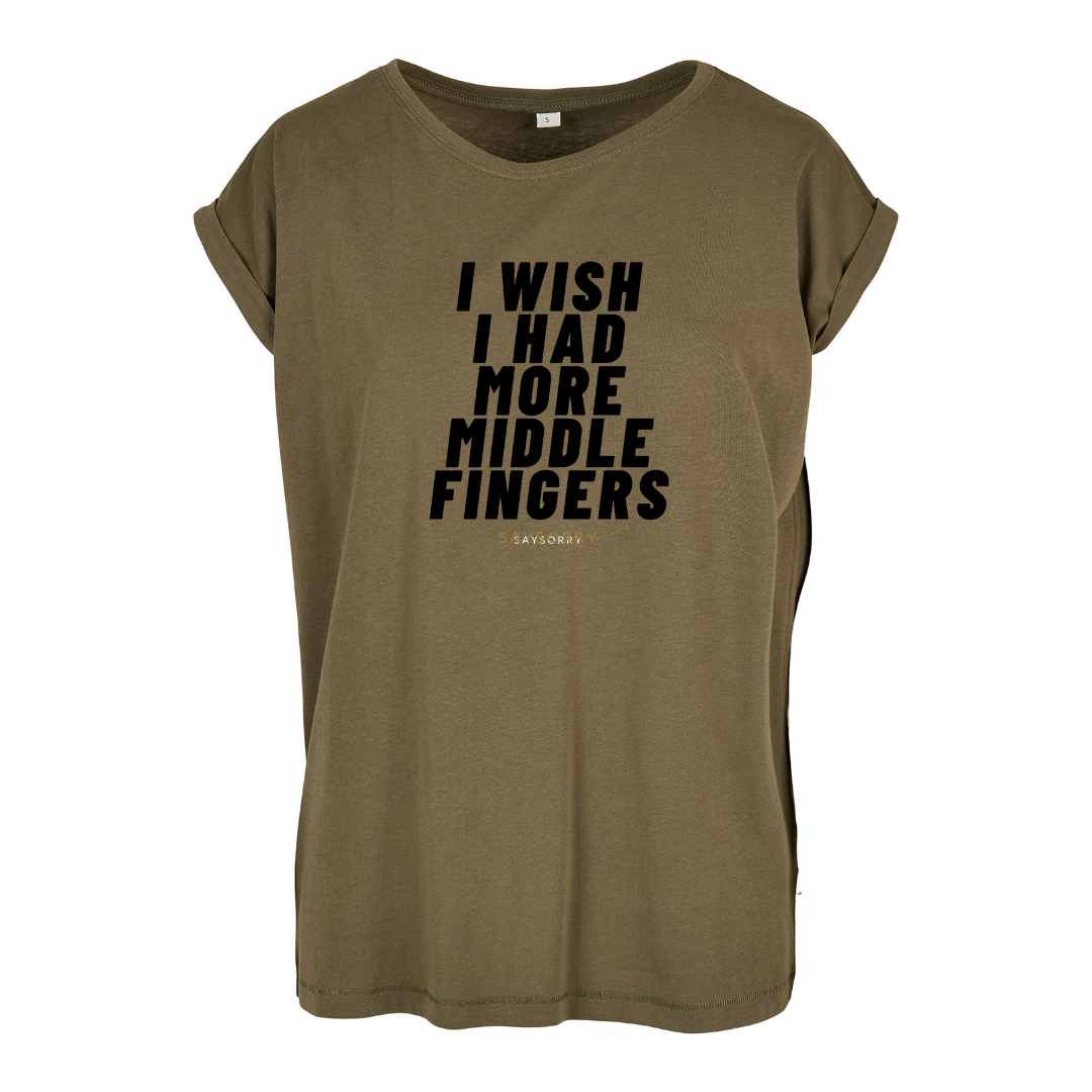 Organic Alle-Größen-Shirt weiss »I wish I had more Middle Fingers«