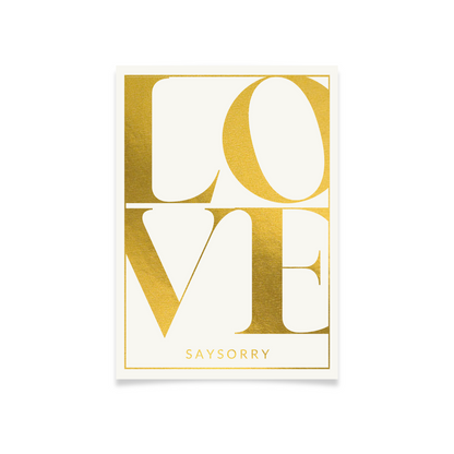 Edle Postkarte in Gold gedruckt »Love«