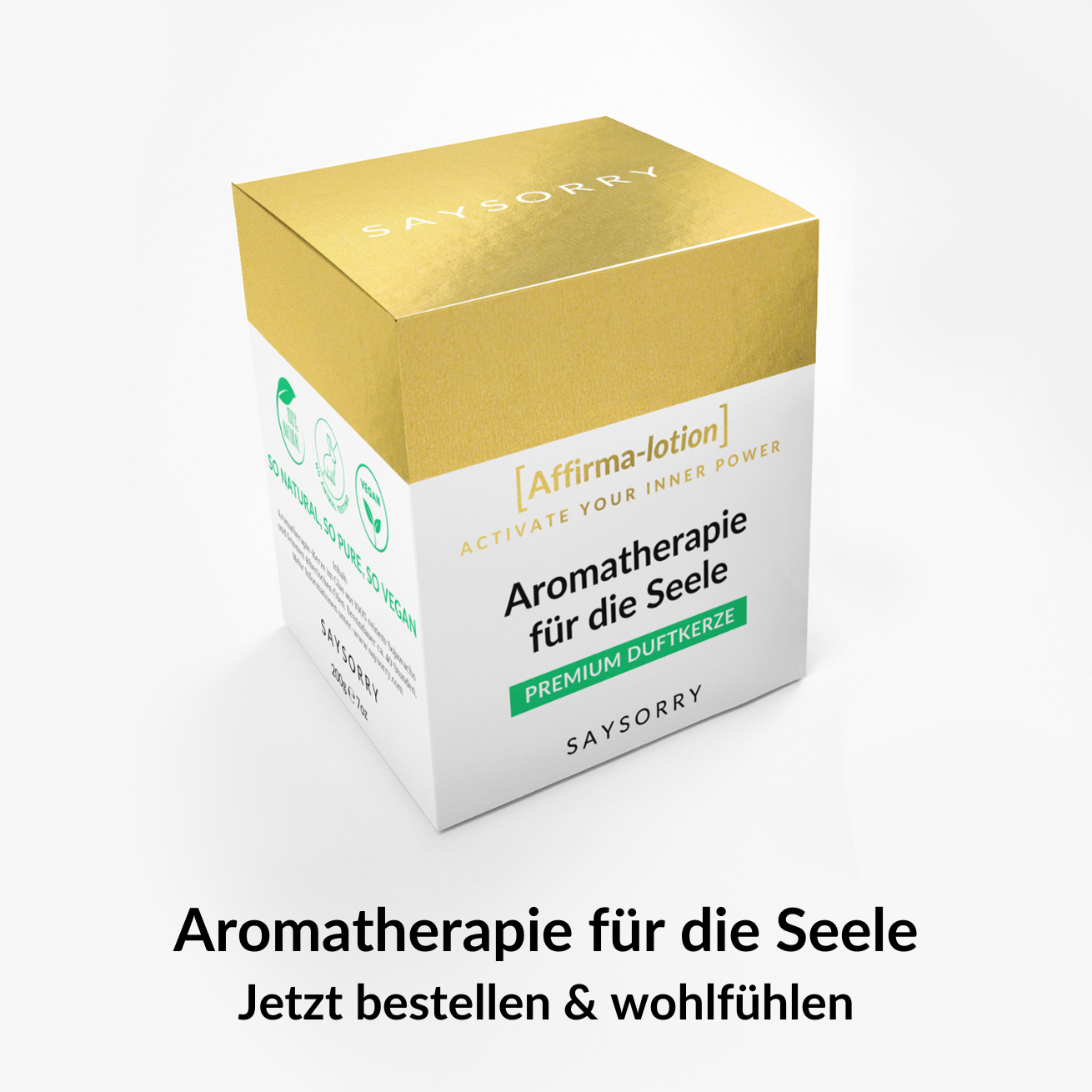 »Neuanfang – alles wird gut« handgegossene Affirmations-Duftkerze in edler Geschenkschachtel