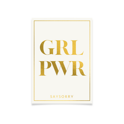 Edle Postkarte in Gold gedruckt »Grl-Pwr«