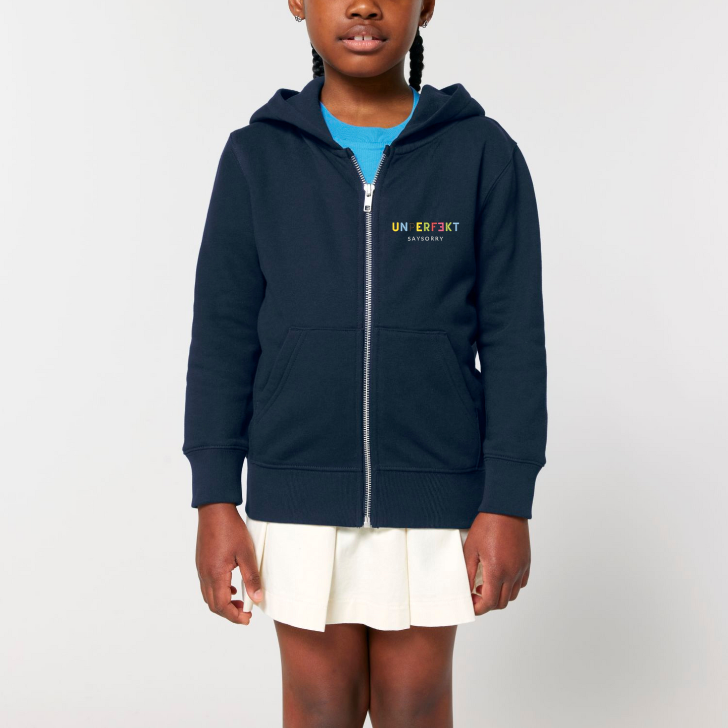 100% Organic unisex Kids Zip-Jacke »Unperfekt ist bunt« hochwertig bestickt