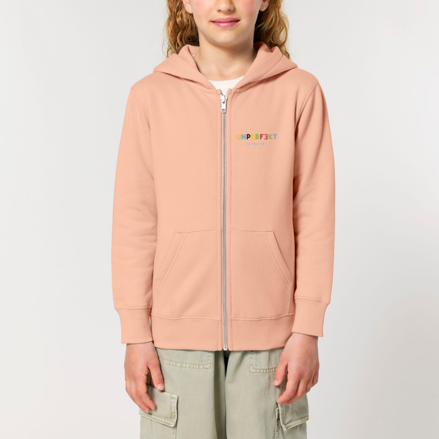 100% Organic unisex Kids Zip-Jacke »Unperfekt ist bunt« hochwertig bestickt