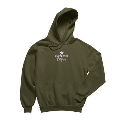 100% Organic unisex Hoodie in vielen Farben »Unperfekt that’s me« dezent bestickt