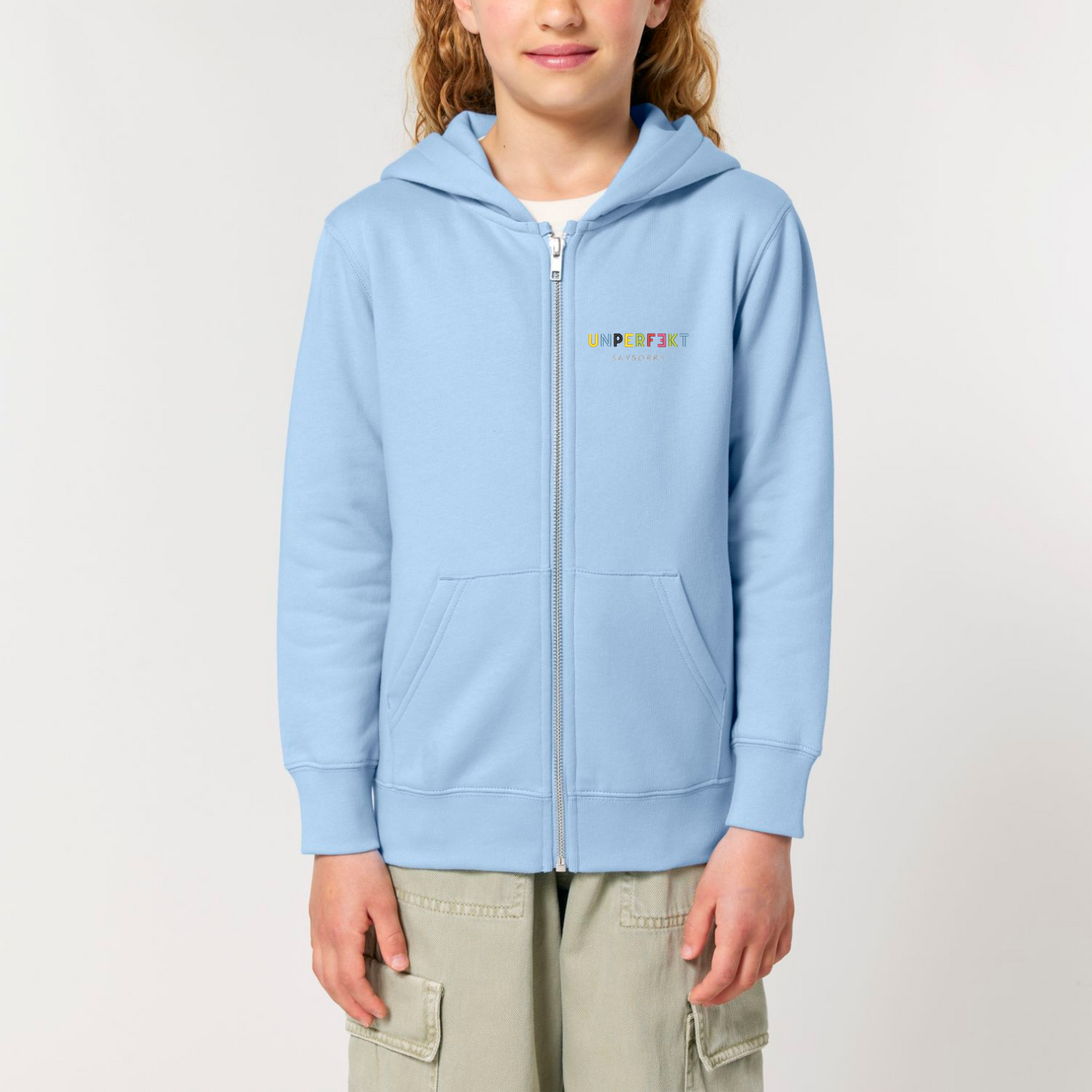 100% Organic unisex Kids Zip-Jacke »Unperfekt ist bunt« hochwertig bestickt