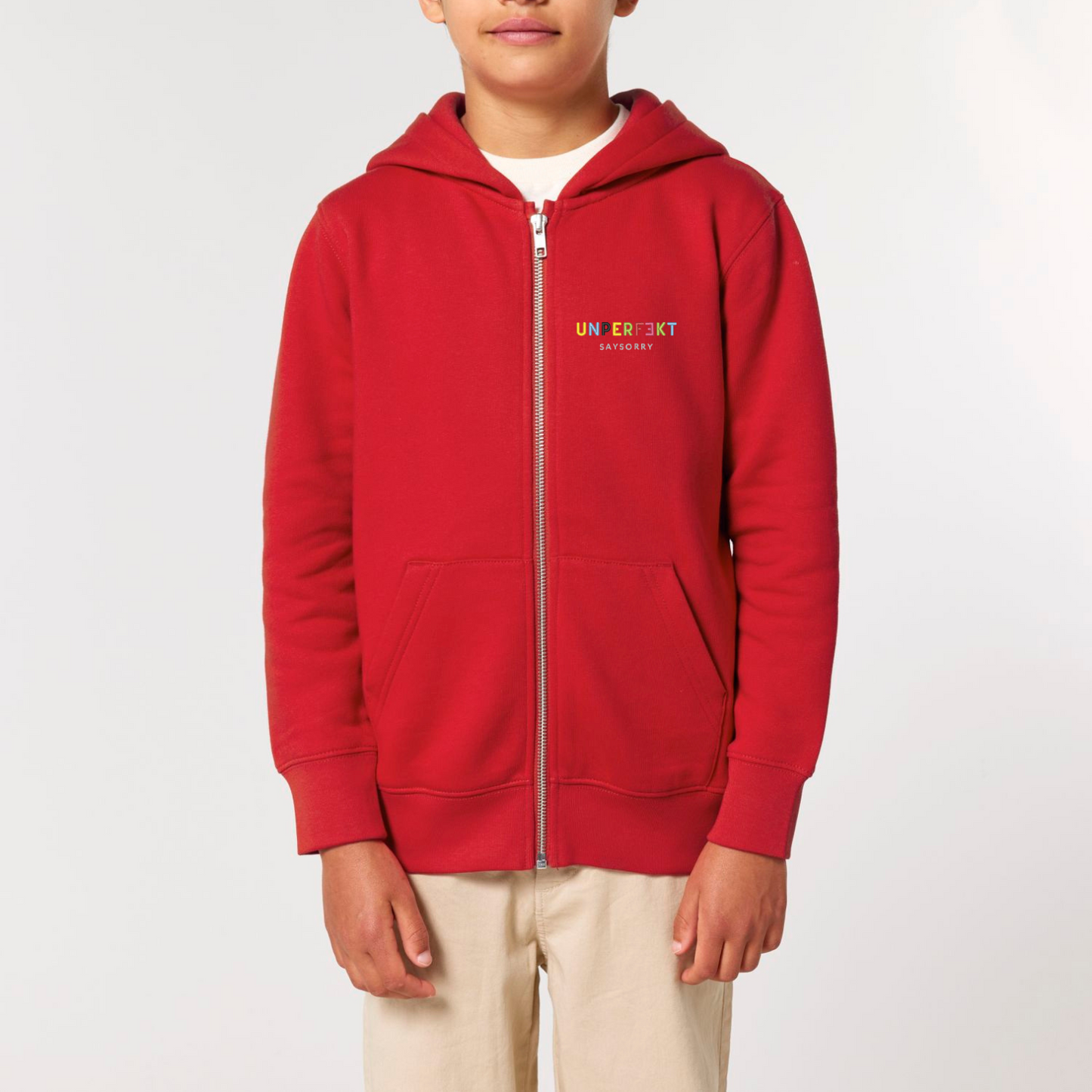 100% Organic unisex Kids Zip-Jacke »Unperfekt ist bunt« hochwertig bestickt