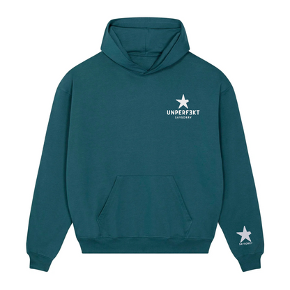 Premium Hoodie 100% Organic Unisex »Unperfekt mit Stern« 2-fach hochwertig bestickt