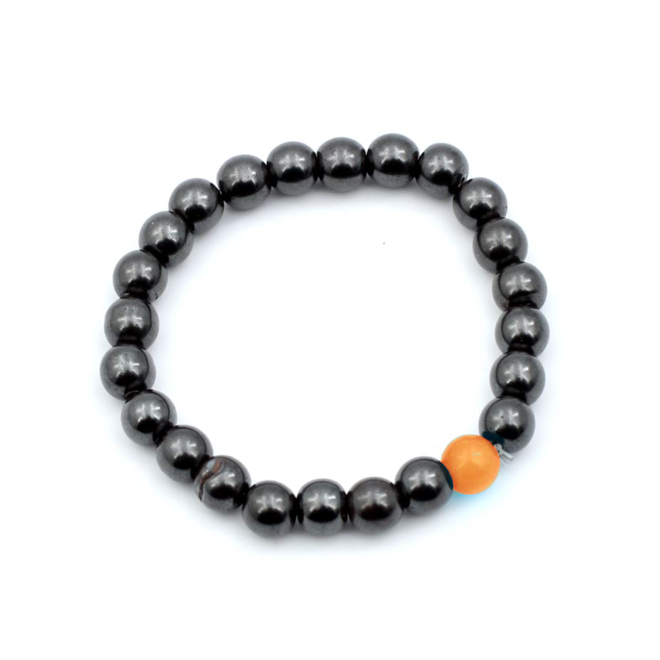 »Menopause« enganliegendes Armband aus echtem Onyx und Sonnenperle