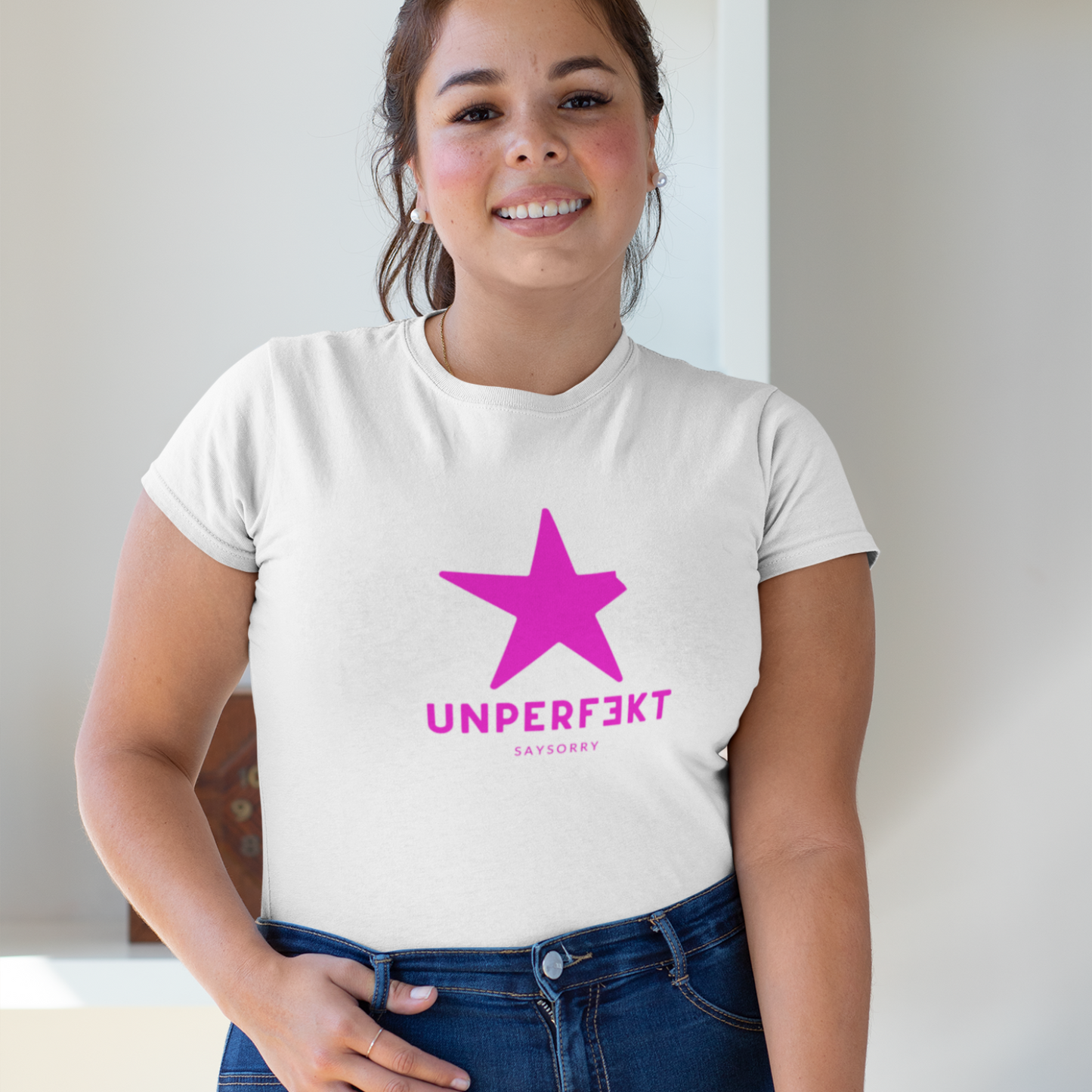 Organic Figurschmeichler-Shirt »Unperfekt mit Stern in pink«
