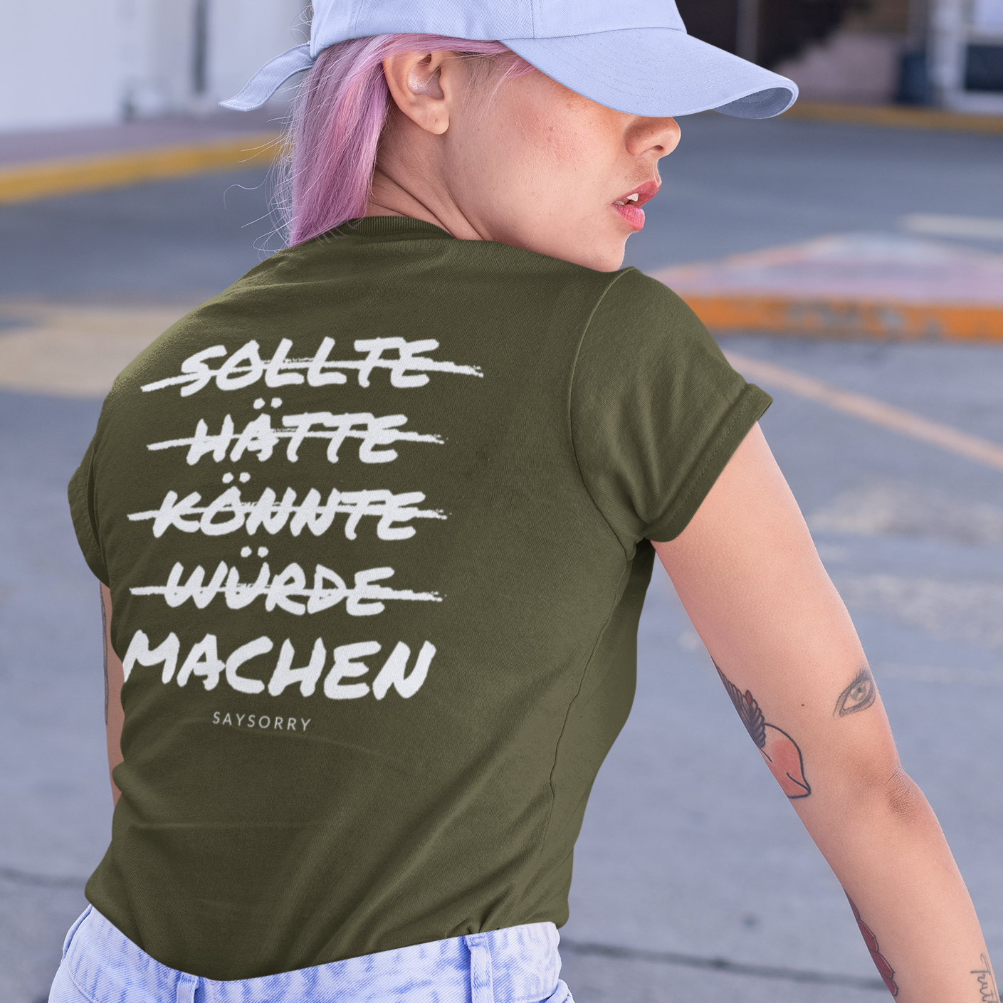 Organic Alle-Größen-Shirt »Sollte, hätte, könnte, würde, machen«