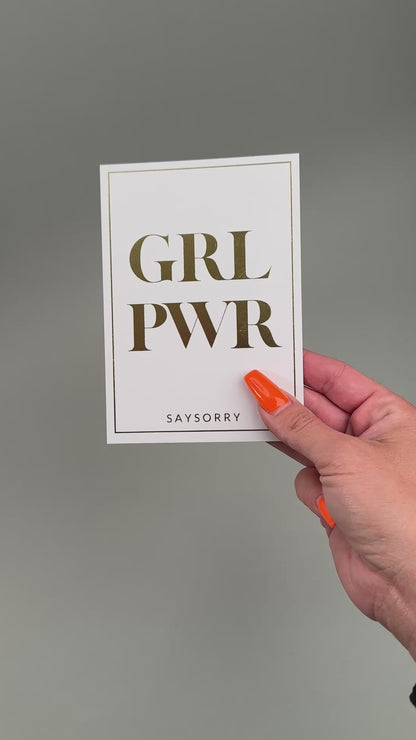 Edle Postkarte in Gold gedruckt »Grl-Pwr«