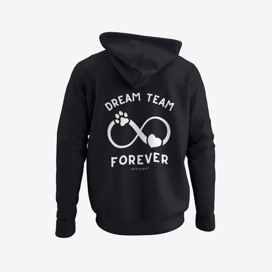 100% Organic unisex Hund-Hoodie in vielen Farben »Dream team Forever« Shirt SAYSORRY Black XXS 