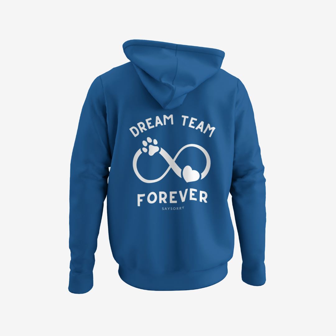 100% Organic unisex Hund-Hoodie in vielen Farben »Dream team Forever« Shirt SAYSORRY Royal Blue XXS 