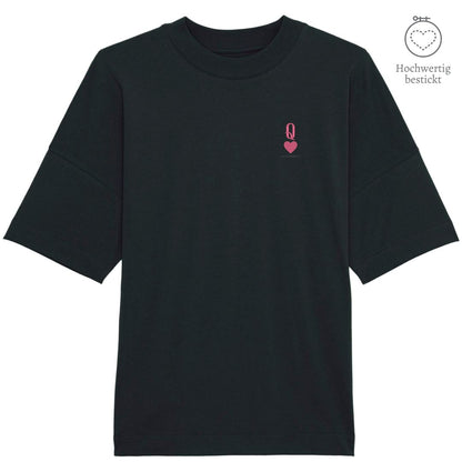 100% organic unisex T-Shirt »Herz Dame« hochwertig bestickt Shirt SAYSORRY Black XXS 