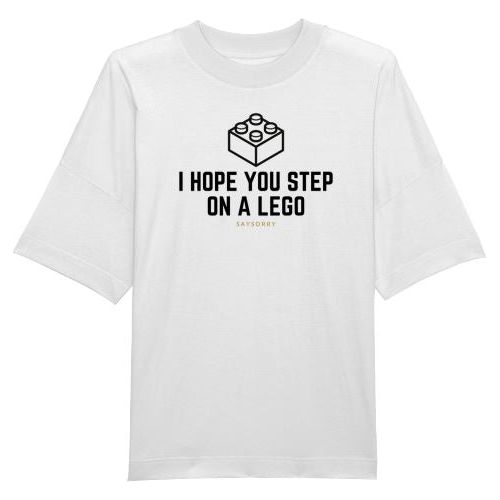 100% organic unisex T-Shirt »I hope you step on a Lego« Shirt SAYSORRY White XXS 