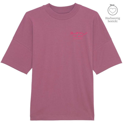 100% organic unisex T-Shirt »OM my way in pink« hochwertig bestickt Shirt SAYSORRY Mauve XS 