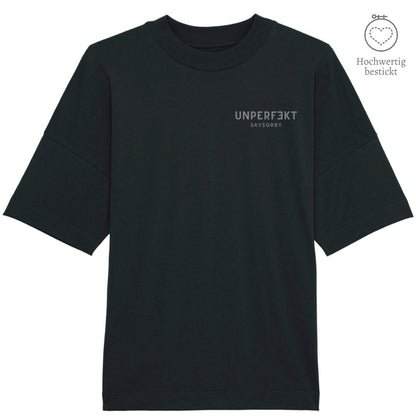 100% organic unisex T-Shirt »unperfekt« hochwertig bestickt Shirt SAYSORRY Black XXS 