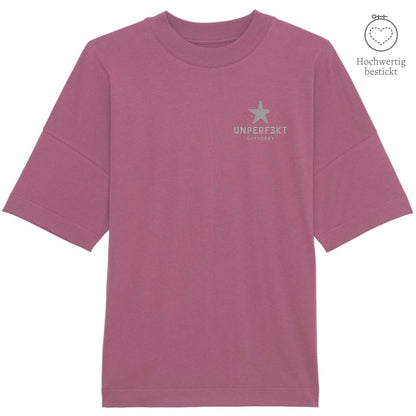 100% organic unisex T-Shirt »unperfekt mit Stern« hochwertig bestickt Shirt SAYSORRY Mauve XS 