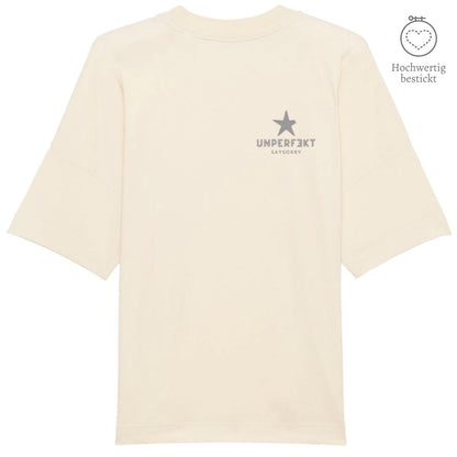 100% organic unisex T-Shirt »unperfekt mit Stern« hochwertig bestickt Shirt SAYSORRY Natural Raw XXS 