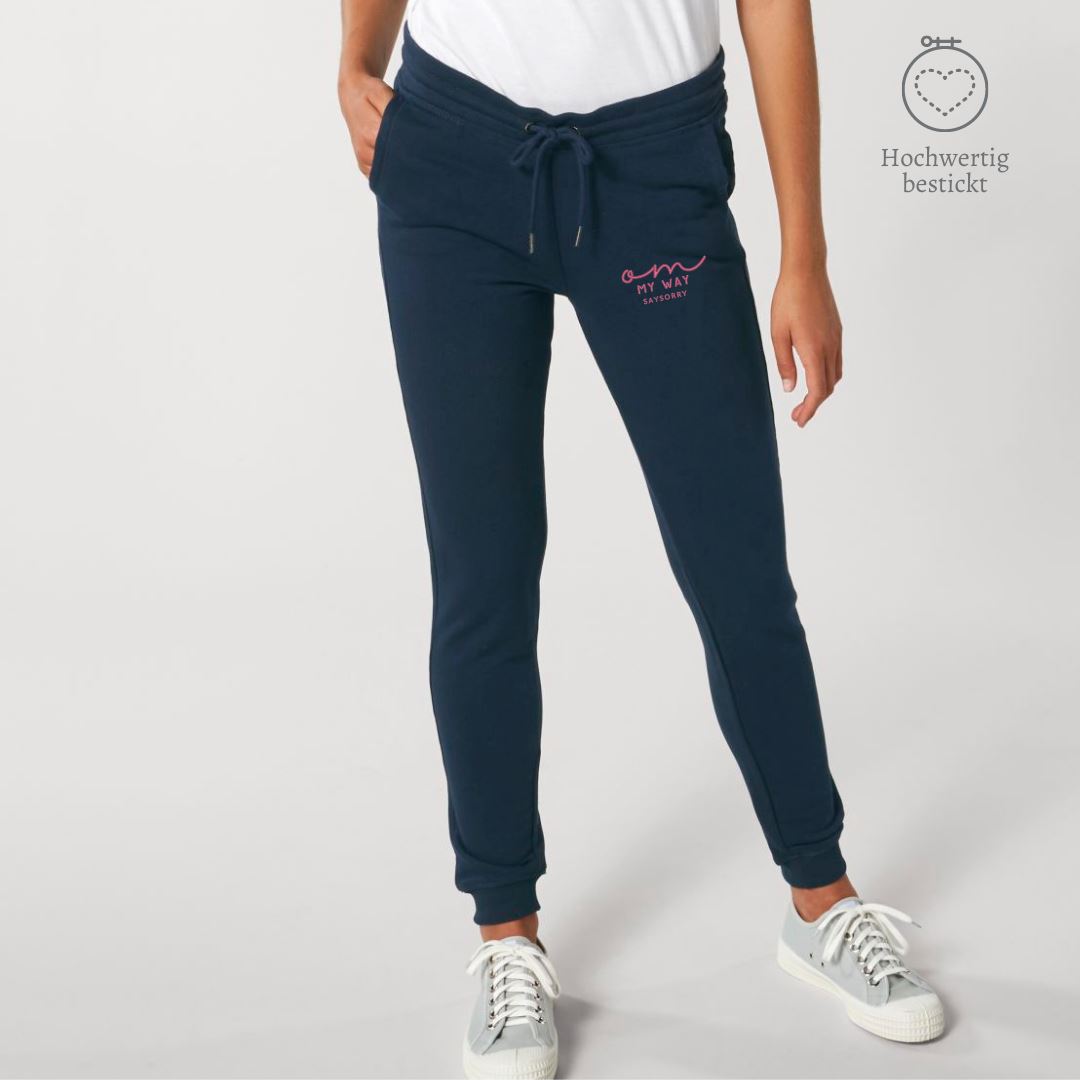 Damen Sweatpants »OM my way« bestickt in pink Shirt SAYSORRY French Navy XS 