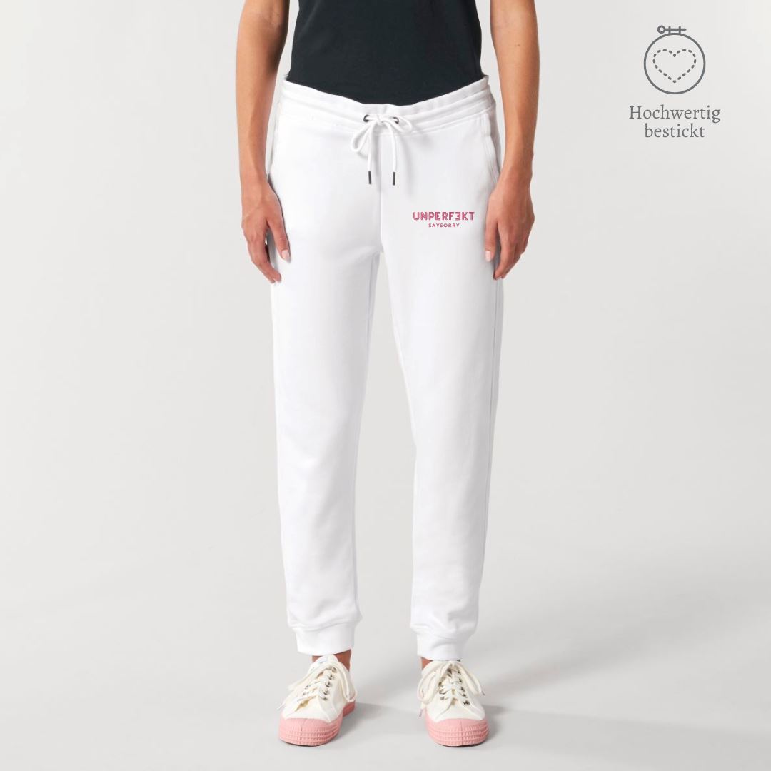 Damen Sweatpants »Unperfekt« bestickt in pink Hosen SAYSORRY White XS 