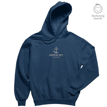 Hochwertig bestickt: Hoodie »Unperfekt mit Anker« Shirt SAYSORRY French Navy XXS 