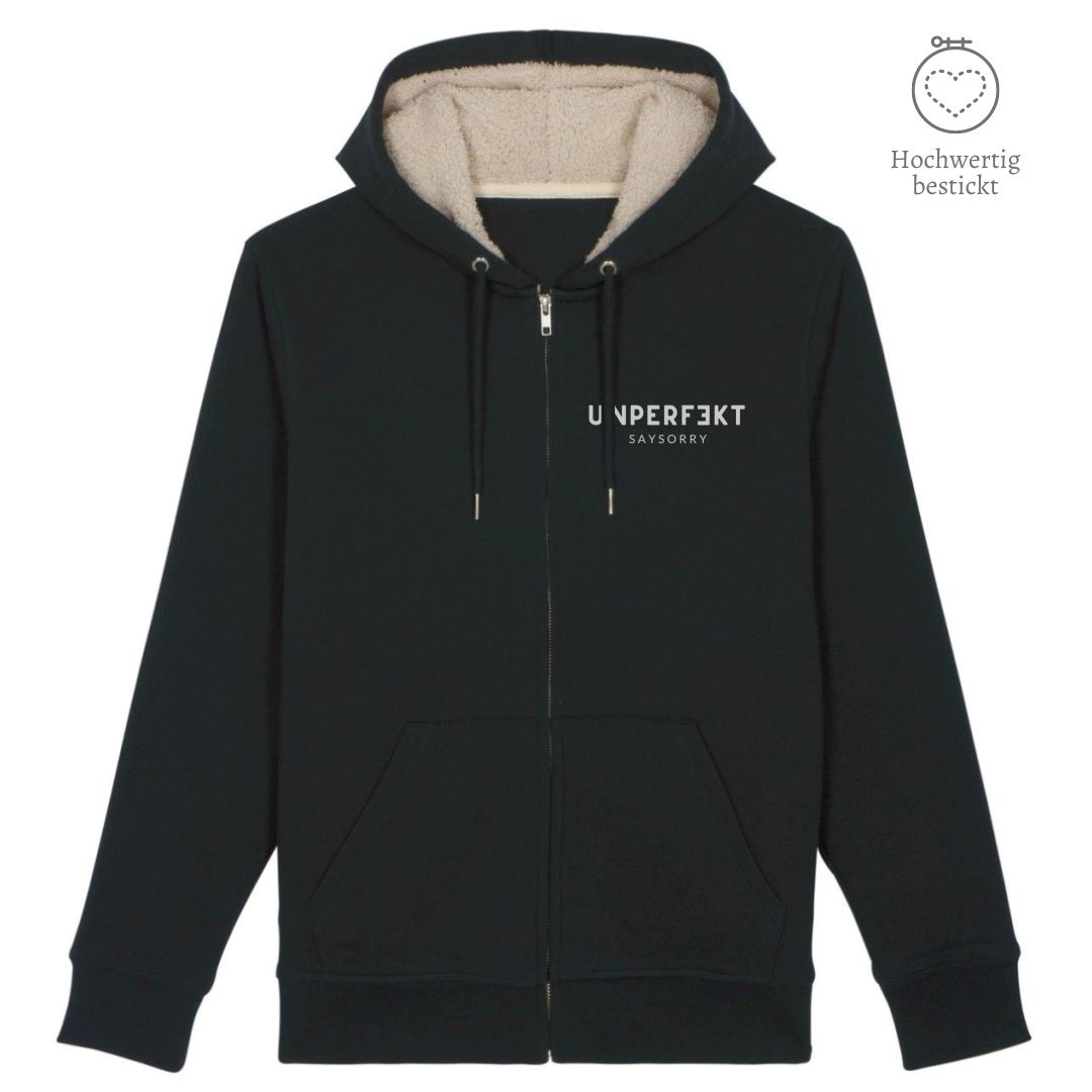Kuscheljacke »Wollzipper unperfekt« hochwertig bestickt Shirt SAYSORRY Black XS 