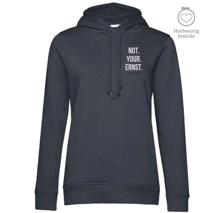 Organic & recycelter Damen Hoodie »Not. Your. Ernst.« hochwertig bestickt Shirt SAYSORRY Asphalt XS 