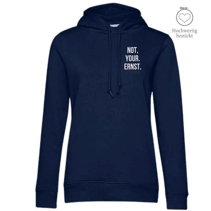 Organic & recycelter Damen Hoodie »Not. Your. Ernst.« hochwertig bestickt Shirt SAYSORRY Navy Blue XS 